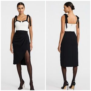 Express Color Block Tie Strap Sweetheart Drape MIDI Shea Dress